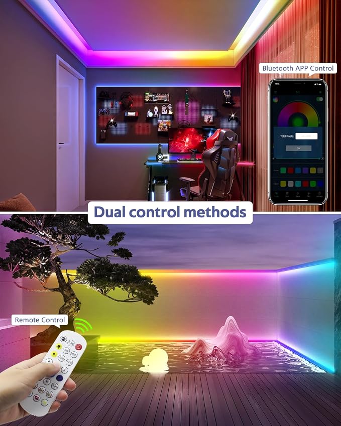 ALITOVE Permanent Outdoor LED Strip Lights 100FT Waterproof 24V RGB IC | Addressable 24 Volt LED Rope Lights, Music Sync with Remote APP Control, for Wall Patio Eave Garden Pool Party Decor