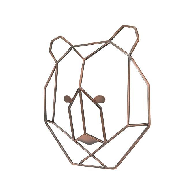NoJo - Metallic Copper Wire Shaped Bear Head Wall Art, Nursery Wall Art, Kid Room Décor, Playroom Art, 10 inch x 10 inch