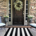 CAINANEL Black and White Striped Outdoor Rug 27.5X 43 inches Front Door Mat Hand-Woven Cotton Indoor/Outdoor for Layered Mats,Welcome Mat, Porch,Farmhouse,Kitchen,Entry Way