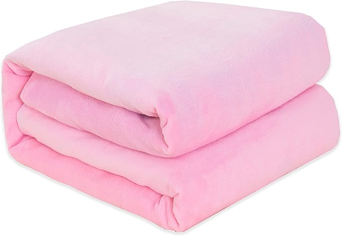 Elegant Comfort Luxury Velvety Feel Blanket, All-Season Lightweight Blanket, Ultra Plush, Soft, Cozy-Fuzzy Flannel Fleece for Couch, Sofa, Bed, Travel, Solid Design, Twin/Twin XL, Light Pink
