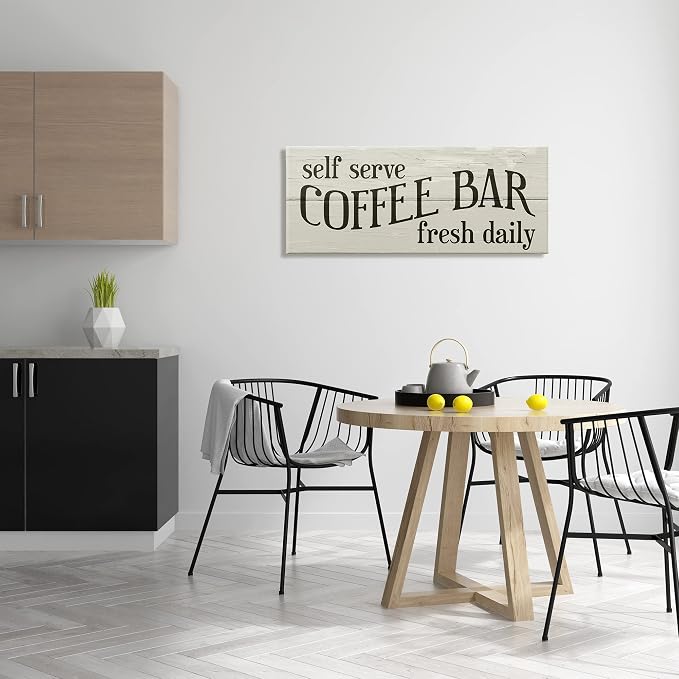Rustic Coffee Bar Herringbone, 17 x 40 Inch Canvas Wall Art | Stupell Industries · By Lil' Rue · Ready to hang once unboxed · Kitchen friendly decor · Made in USA