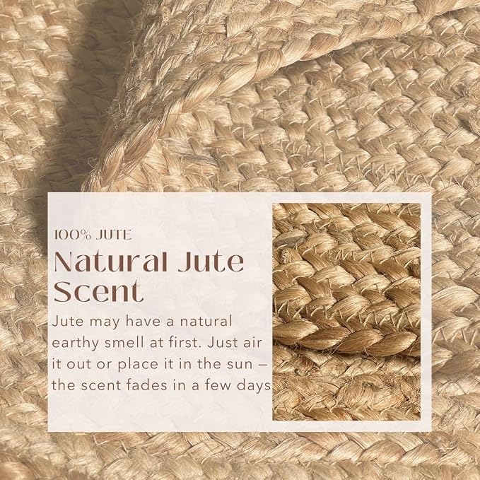 Chardin home Hand Woven Natural Jute Braided Area Rug – 9x12 Feet Rectangle | Vintage Boho Reversible Rug for Living Room, Bedroom, Dining Area, Entryway | Farmhouse Natural Fiber Floor Covering