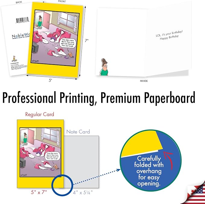 NobleWorks 20 Assorted Box Set Funny Birthday Greeting Cards w/5 x 7 Inch Envelopes (10 Designs, 2 Each) Bday Bad Dogs AC11104BDG-B2x10