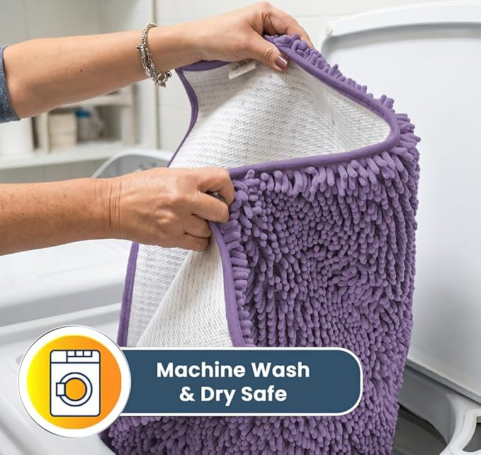 Muddy Mat® | Super Water Absorbent Door Mat Indoor, Microfiber Quick Dry Chenille Entryway Rug, Slip Resistant Front Door Mat, Indoor Mats for Entryway, Machine Washable Pet Rug, Lavender 24" x 72"