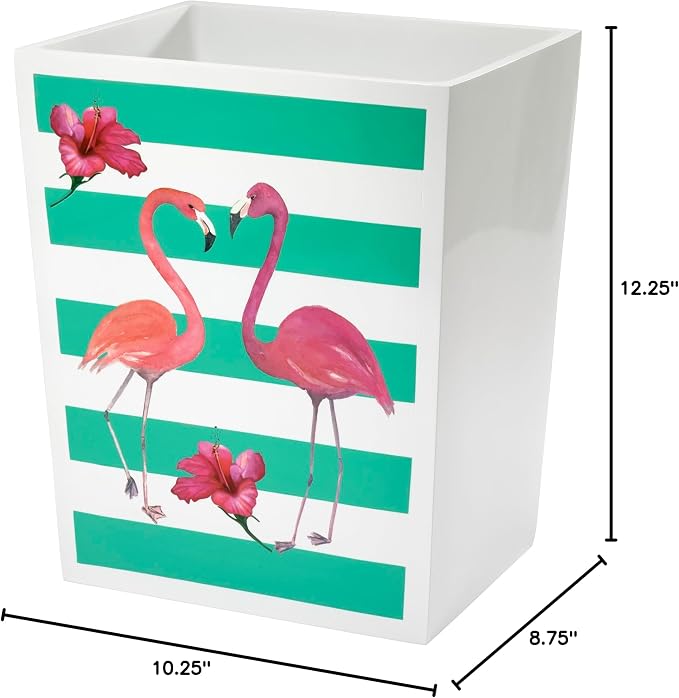 Avanti Linens - Waste Basket, Decorative Trash Can for Home, Stylish Bath Decor (Flamingo Paradise Collection)