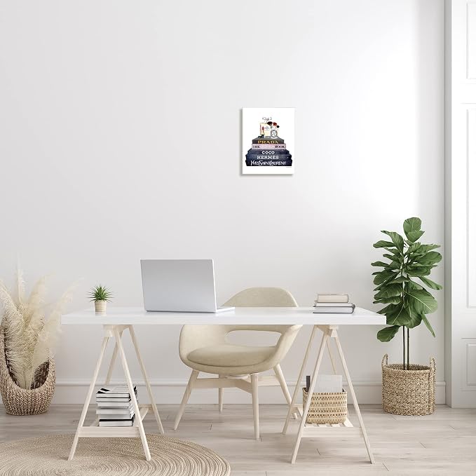 'Glam Fashion Book Set With Makeup'| Wall Plaque Art | Stupell Industries | 10 x 15 Inches, Easy to Hang and Sturdy, Made in USA, by Amanda Greenwood