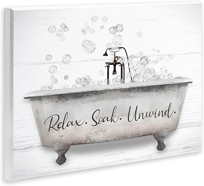 Bathtub Bubbles Bathroom, 10 x 15 Inch Mounted Print on Wall Plaque | Stupell Industries · By Lori Deiter · Ready to hang · Calm bath and laundry charm · Made in USA