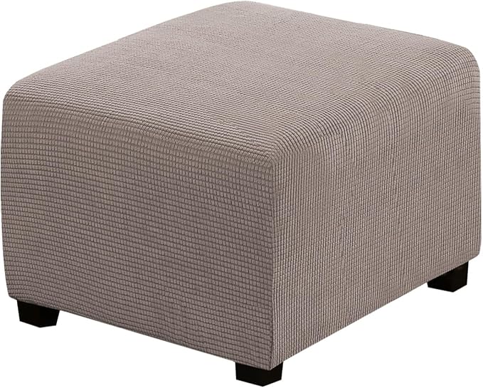 H.VERSAILTEX Ottoman Cover Slipcover Rectangle Fit Length 35"-45" Footrest Sofa Slipcovers Stool Cover Footstool Protector Covers Feature Stretch Thick Soft Jacquard Fabric Removable Washable - Taupe