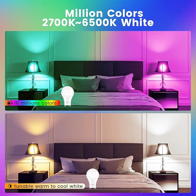 OHLUX GU24 Smart Light Bulbs Compatible with Alexa, 10W 900LM Super Bright, RGBCW Color Changing GU24 LED Bulb, 120V 100W Halogen Replacement, 2Pack