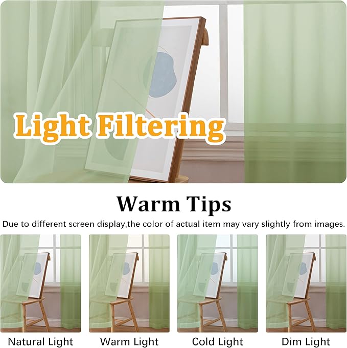 Gwine Light Green Sheer Curtains - Image 5