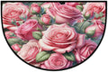 Pink Rose Flower Half Round Door Mat Non-Slip Semi Circle Rug Washable Half Moon Floor Rug Absorbent Bathroom Area Rugs for Outdoor Indoor Fireplace Mat Entryway Kitchen Decor Rugs