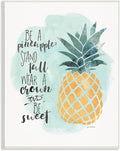 Pineapple Illustration, 13 x 19 Inch Mounted Print on Wall Plaque | Stupell Industries · By Jo Moulton · Ready to hang · Tropical phrase decor for kitchen or dining spaces · Made in USA