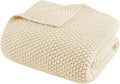 INK+IVY Bree Knit All Season Blanket Lightweight for Summer, Twin, Ivory | Ultra Soft, Acrylic, Breathable Fabric for Bed or Couch, OEKO-TEX Certified