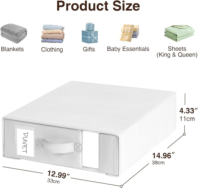 DIMJ Bed Sheet Organizers and Storage 6 Pack - Foldable Sheet Holder for Linen Bedding Storage Box for organization, Sheets Set Holder for Blanke, Towel (King & Queen Size), White