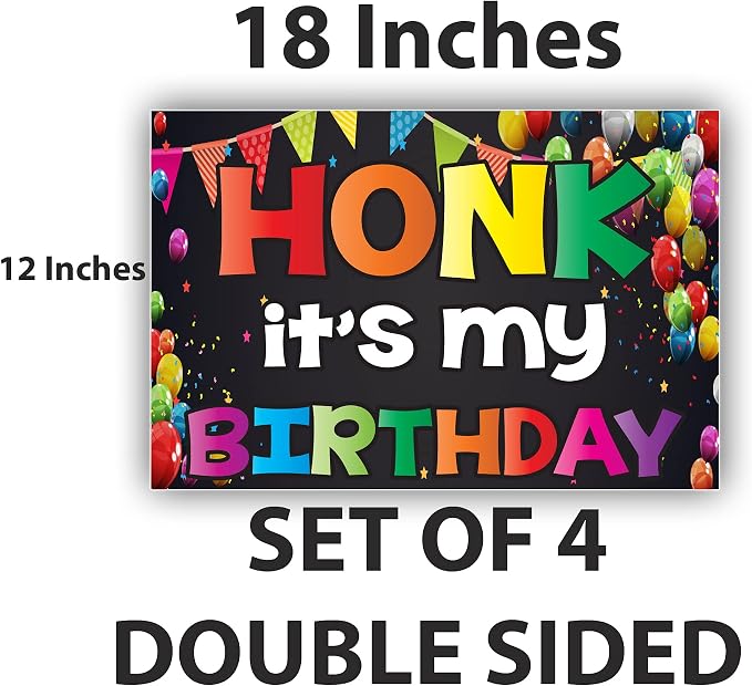 VictoryStore Colorful Birthday Bundle: Giant Balloon Letters Greeting Card & Honk It's My Birthday Yard Sign Set