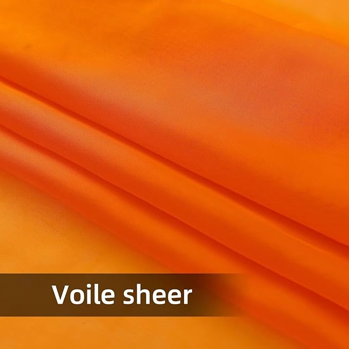 youleyar Solid Sheer Rod Pocket Curtain Voile Draperies 2 Panels Orange Beige Black Grey Coffee 38 Inch Width 54 Inch Long 1 Pair for Kitchen Bedroom Children Living Room Yard(Orange,38Wｘ54L)