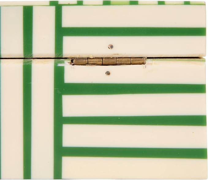 Bloomingville Green & White Striped Resin Storage Box