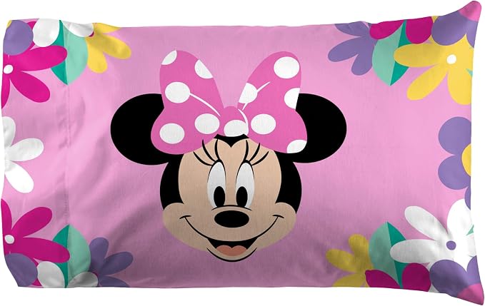 Jay Franco Kids Sheet Set with Fitted, Flat Sheets & Pillow Cover - Ultra-Soft Bedding with Pillowcase for Room Decor, Purple - Minnie Mouse, 4 Piece Queen