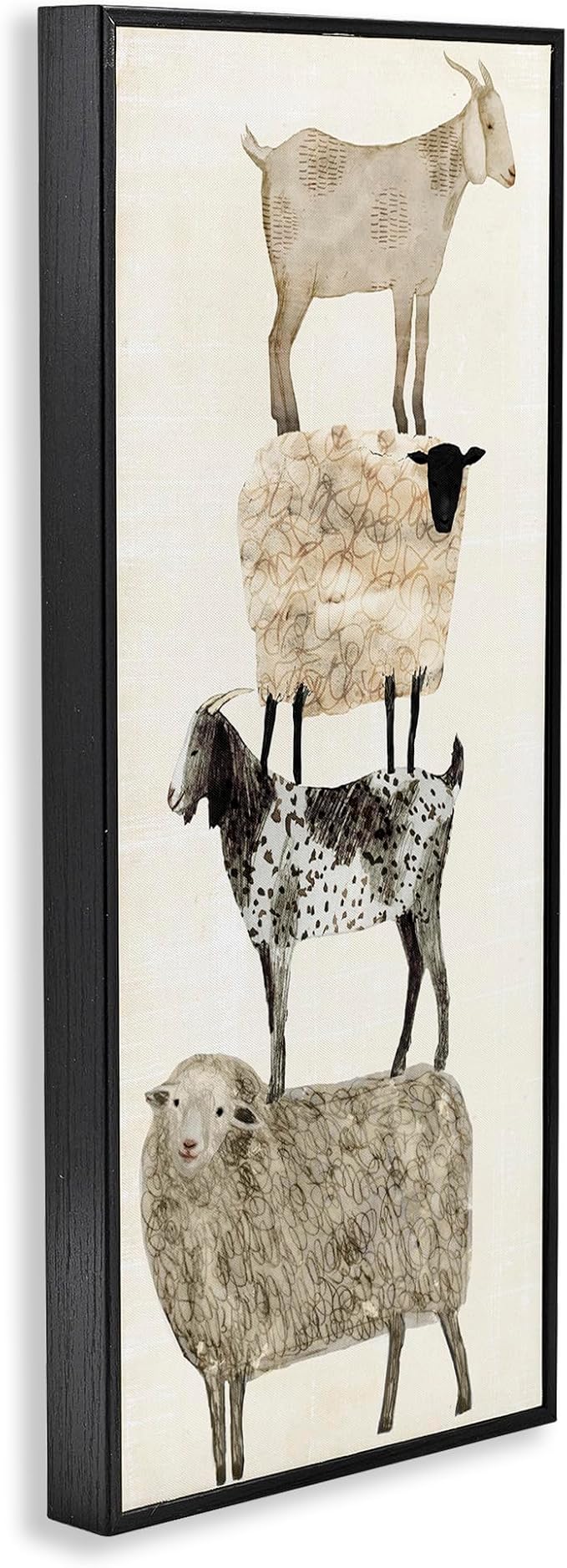 Stacked Sheep and Goats Farm Animals, 13 x 30 Inch Framed Giclée Print | Stupell Industries · By Victoria Borges · Ready to hang · Charming country decor for kitchen or living room · Made in USA