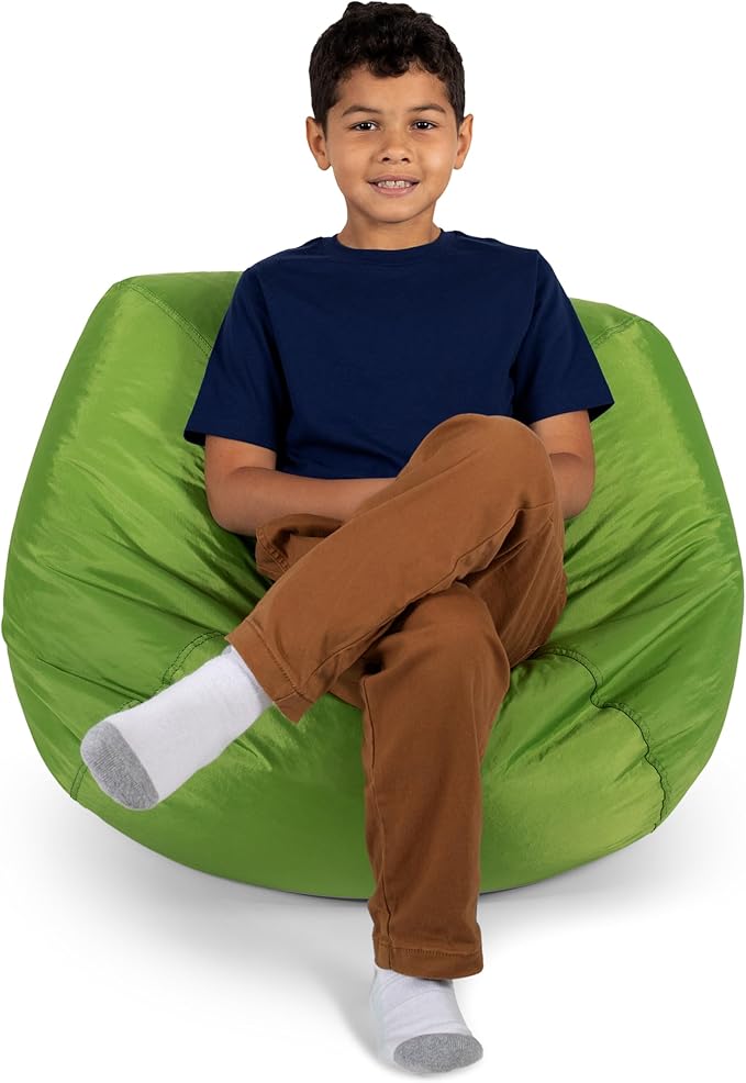 Big Joe Classic Bean Bag Chair for Kids Bedroom and Reading Nook, Easy-Clean Spicy Lime, Durable Nylon Polyester Blend, 2 feet Refillable | 2 feet, Smartmax Fabric, Polystyrene Bean Filled, Refillable, Nylon Polyester, Safe for Kids Ages 3+, Supports U...