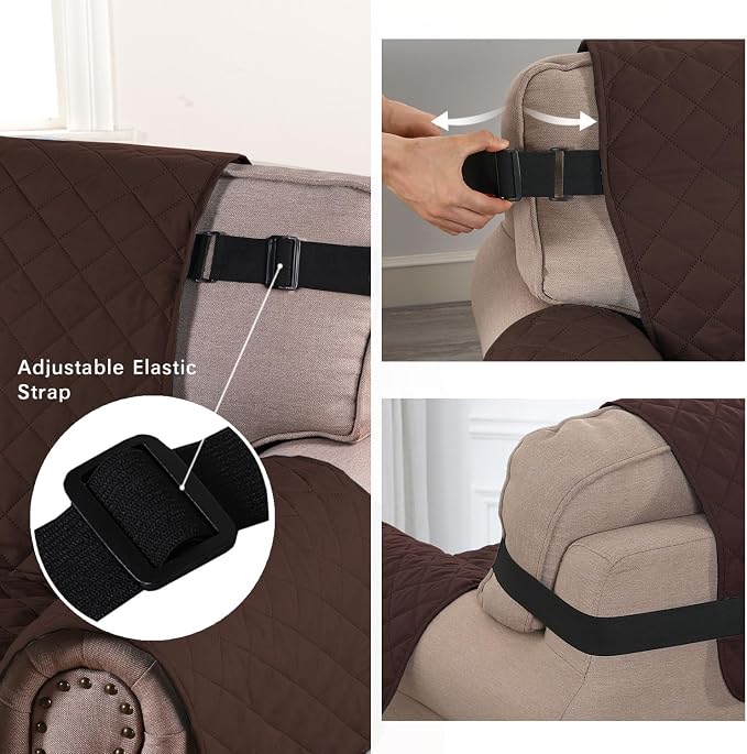 H.VERSAILTEX Reversible Loveseat Couch Cover for 2 Cushion Couch Water Resistant Loveseat Cover for Living Room Quilted Furniture Couch Cover Washable Couch Protector(Loveseat, Brown/Beige)