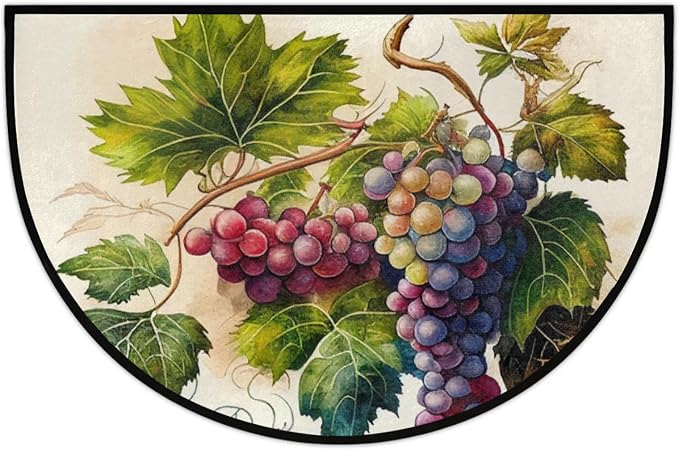 Fruit Grapes Half Round Door Mat Semi Moon Rug Fireplace Carpet Area Rugs | Fruit Grapes Non Slip Absorbent Half Circle Mat Carpet for Indoor Outdoor Patio Kitchen Bathroom Entryway Home Decor