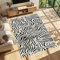 Zebra Print Rug, 5x7, Black and White Animal Print Rug, Modern Abstract Design, Non-Slip TPE Backing, Low-Pile, Washable and Easy-to-Clean, Suitable for Living Rooms, Bedrooms, and Home Offices