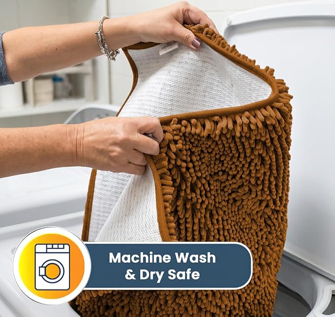 Muddy Mat® | Super Water Absorbent Door Mat Indoor, Microfiber Quick Dry Chenille Entryway Rug, Slip Resistant Front Door Mat, Indoor Mats for Entryway, Machine Washable Pet Rug, Amber 48" x 60"
