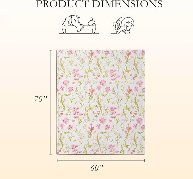 Oversized Plush Throw Blanket 60" x 70", Wild Fleurs Green