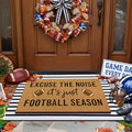 Tinideya 2 Pcs Football Layered Doormat Set, Football Season Funny Quote Welcome Mats with Black White Striped Rug, Non Slip Fall Porch Decor for Game Day Tailgate Entryway Patio