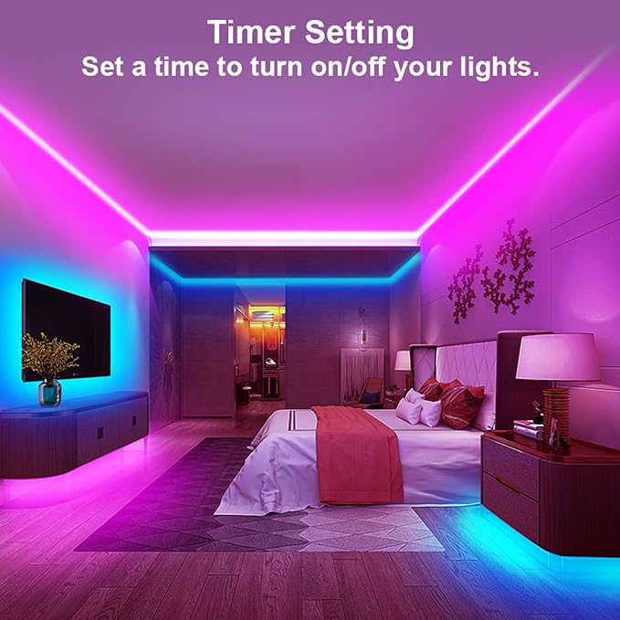 Maylit 8 PCS RGB Under Cabinet Lights with App and Remote Control | Music-Sync Color-Changing LED Strips with ETL Listed Power Adapter for Cabinets, Counters, Shelves and Bookcases, 13 ft