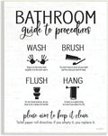 Bathroom Guide Procedures, 10 x 15 Inch Mounted Print on Wall Plaque | Stupell Industries · By Lettered and Lined · Ready to hang · Hand finished · Made in USA