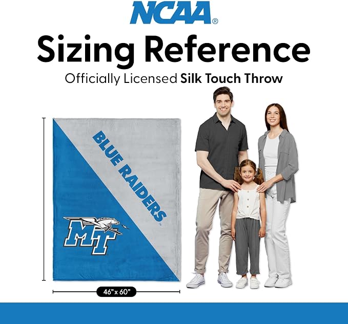 Northwest NCAA Silk Touch Throw Blanket, Ultra Soft Plush Polyester, Lightweight Warm Decorative Fan Gift, 46 x 60 in