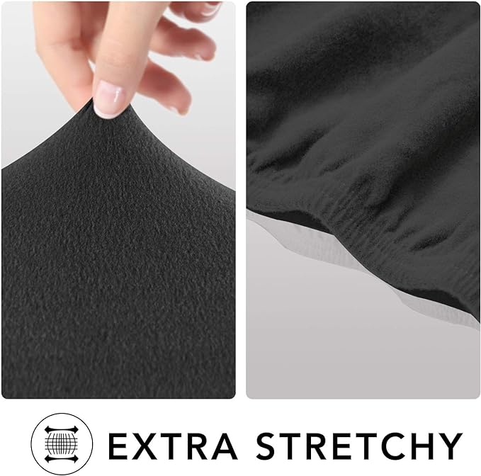 PureFit Stretch Oversized Couch Covers Fleece Sofa Slipcovers Dark Gray | 1-Piece Sofa Cover Washable Soft Couch Protector, Couch Slipcover with Non Skid Foam and Elastic Bottom for Kids, Dogs