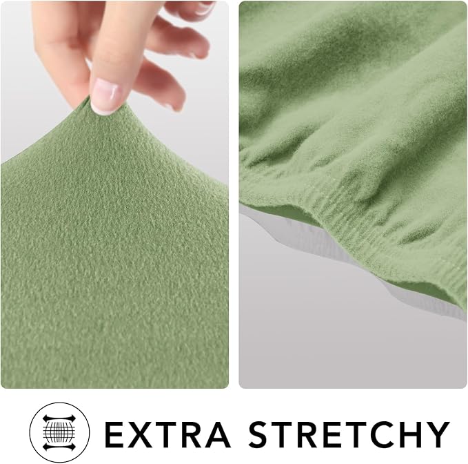 PureFit Stretc Recliner Chair Covers Fleece Soft Couch Covers for Sofa | Sage Green 4-Pieces Recliner Slipcover Pocket Couch Protector, Fleece Sofa Cover Washable with Non Slip Elastic Bottom