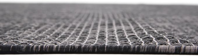 Unique Loom Collection Casual Transitional Solid Heathered Indoor/Outdoor Flatweave Area Rug (9' x 12' Rectangle, Black/Ivory)