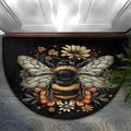Bee Animals Half Round Door Mat Non Slip Half Circle Rugs | Animals Flowers Washable Half Moon Rug Semi Circle Rugs Indoor Entrance Floor Carpet for Kithen Bedroom Fireplace Decor