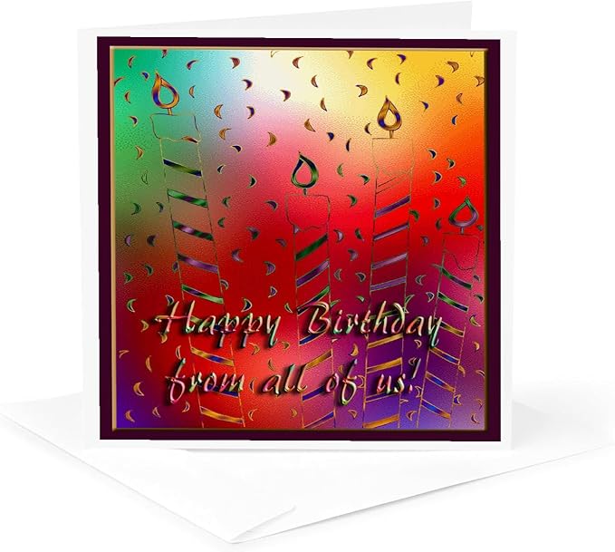 3dRose Colorful Candles Happy Birthday from Us All 6 x 6 Inches Greeting Cards, Set of 12 (gc_13038_2)