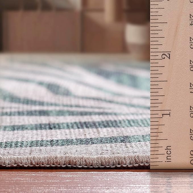 ReaLife Rugs Machine Washable Indoor Outdoor - Mat Rug Foldable Printed Thin Lightweight Cushioned Fade Resistant Patio Deck Dock Porch Pool Balcony Camping - Palm - Green Tan 5' x 7'