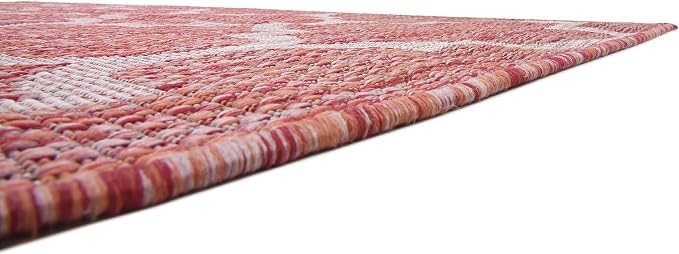 Unique Loom Outdoor Trellis Collection Area Rug (8' x 11' 4" Rectangle, Rust Red/ Ivory)