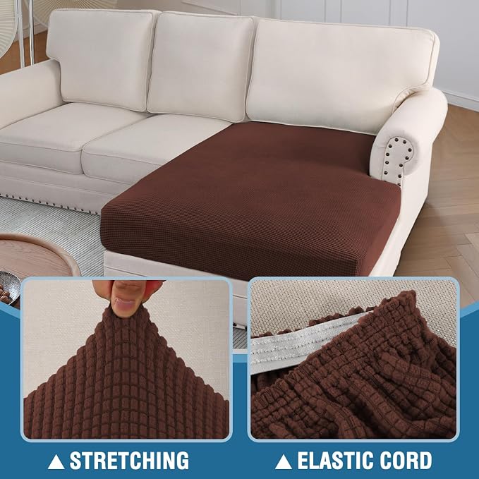 H.VERSAILTEX Sectional Couch Covers 1 Piece Chaise Slipcover L Shape Separate Cushion Couch Cover for Both Left/Right Sectional Couch (Seat Only: 1 Chaises, Burnt Brick)