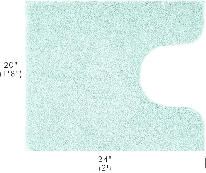 Madison Park Marshmallow Super Soft Toilet Rug, Contour, Seafoam | Non slip Backing, Spa Quality Luxurious Plush Bath Rug for Bathroom, Quick Dry, OEKO TEX, U Shaped