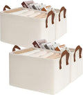 CHICVITA 4-Pack Closet Storage Bins, Fabric Shelf Baskets, Beige | 16 ¾" L x 11" W x 9 ¾" H, Collapsible Design, Clothes, Toys & Books Storage, Bedroom, Closet & Living Room Organization