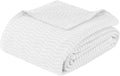 Superior JENA Cotton Blanket, for Picnic, Beach, Traveling or Camping, Bedroom Decor, Essentials, Cover for Bed, Couch, Lounging, Textured Jacquard, Modern Chevron Woven Blanket, Full/Queen, White