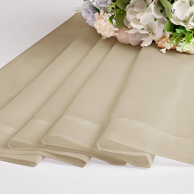 Chyhomenyc Sheer Taupe Curtains 90 inches Long 2 Panels, Light Filtering Soft Airy Solid Elegant Voile Window Treatment Drapes for Bedroom Living Room Wedding Party Decor, 42 Wx90 L Inches