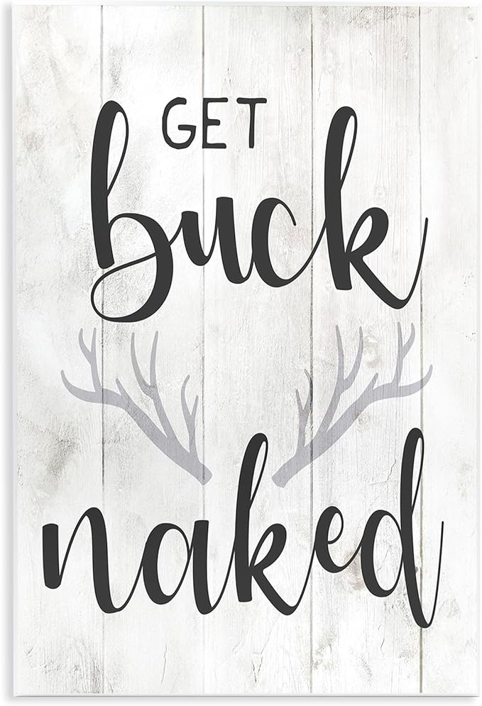 Stupell Industries Country Get Buck Naked Text Design Rustic Antlers, Wall Plaque, 13 x 19 | Stupell Industries · By Lil' Rue · Ready to hang · Rustic novelty charm for cabin spaces · Made in USA