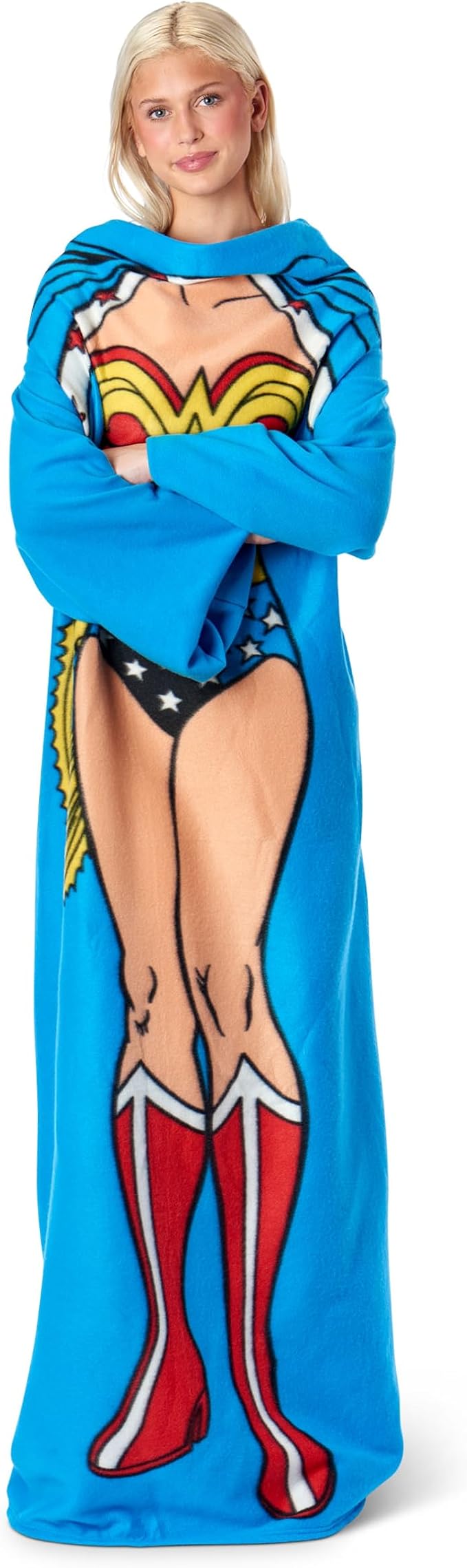 Northwest Wonder Woman Adult Silk Touch Comfy Throw Blanket with Sleeves, 48" x 71"