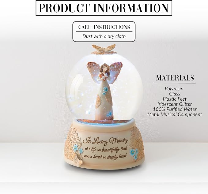 Pavilion Gift Company 19061 Light Your Way Memorial in Loving Memory Musical Water Globe, 100mm