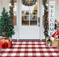 USTIDE Red and White Buffalo Plaid Rug 3'x5', Christmas Front Porch Rug Cotton Hand-Woven Checkered Outdoor Rug Washable Layered Door Mats Carpet for Porch/Entryway