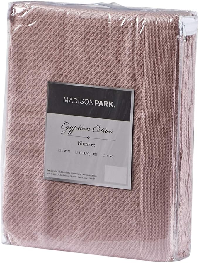 Madison Park 100% Egyptian Cotton King Size Bed Blanket for Summer Rose | Cozy Soft Breathable Durable, Waffle Weave Woven Casual, Lightweight Knit All Season Throw for Bed Couch or Sofa, OEKO TEX